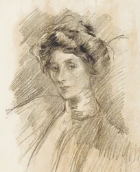 Retrato de una mujer con cuello alto, cabeza y hombros, c.1905